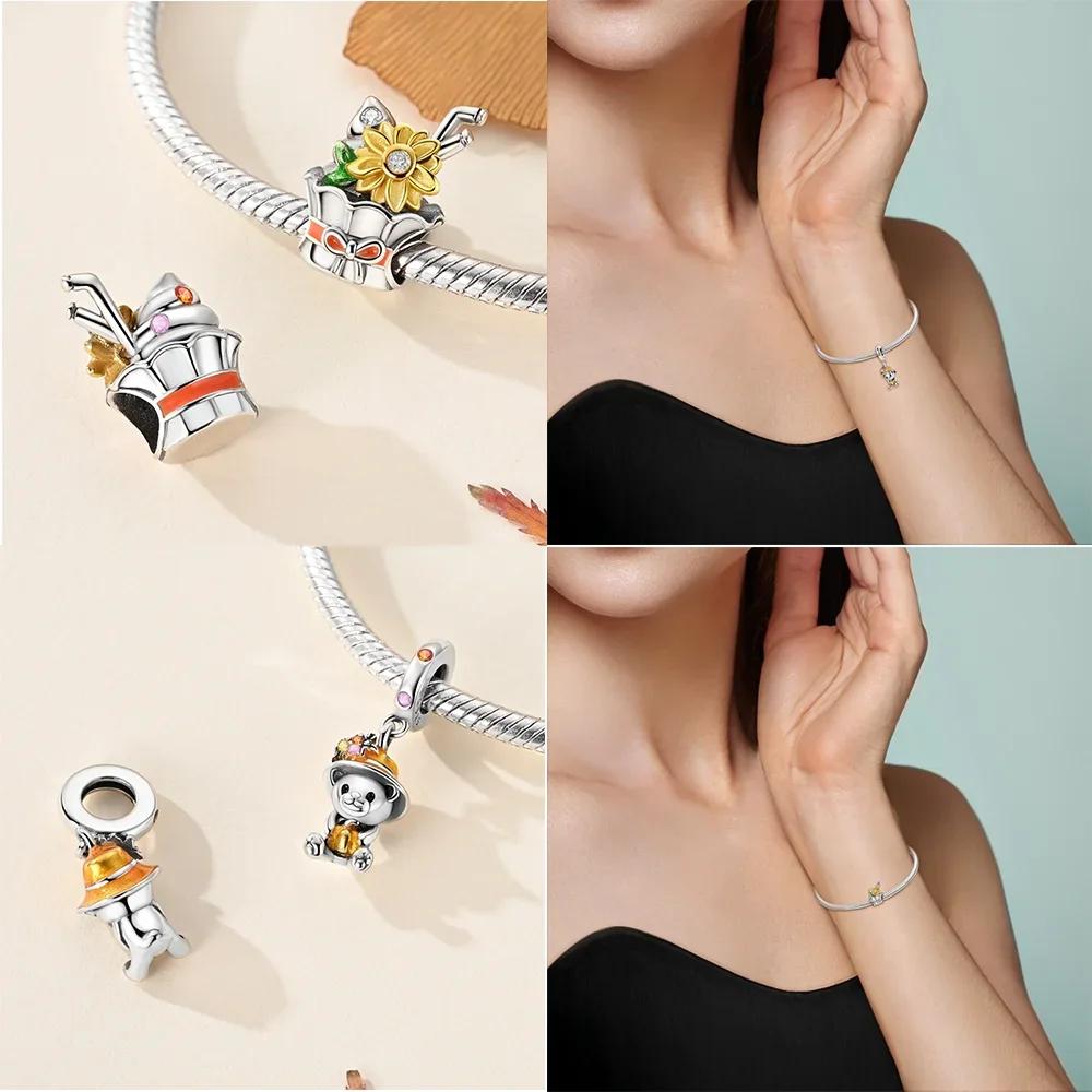 Exquisite Copper Autumn Squirrel Owl Series Diy Charm Beads Fit Original Bangle Charms Bracelet Women Jewelry