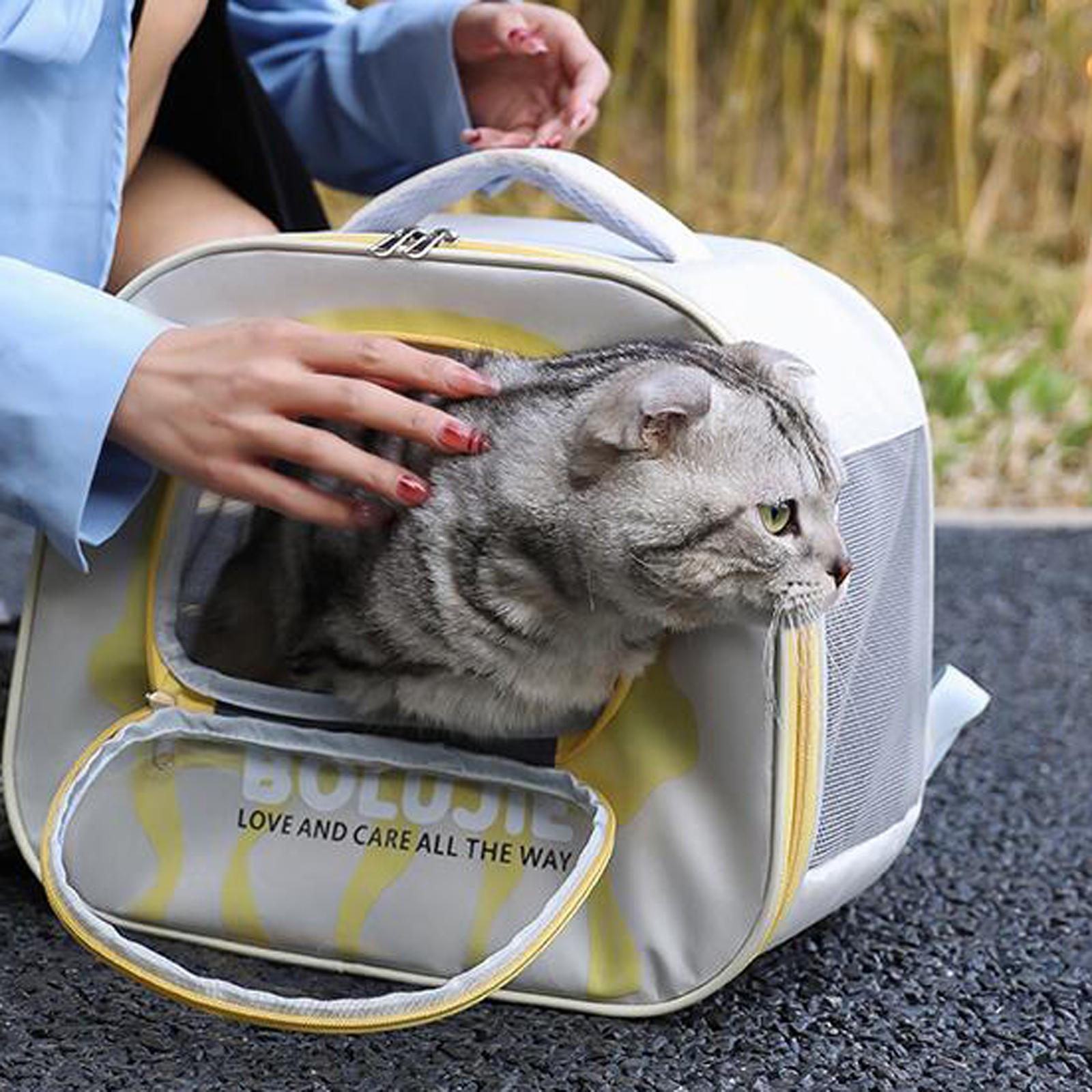 

Сумка для перенесення Кіт Собака з регульованим плечовим ременем Дорожня портативна Унікальне прозоре вікно, Домашня тварина жовтий