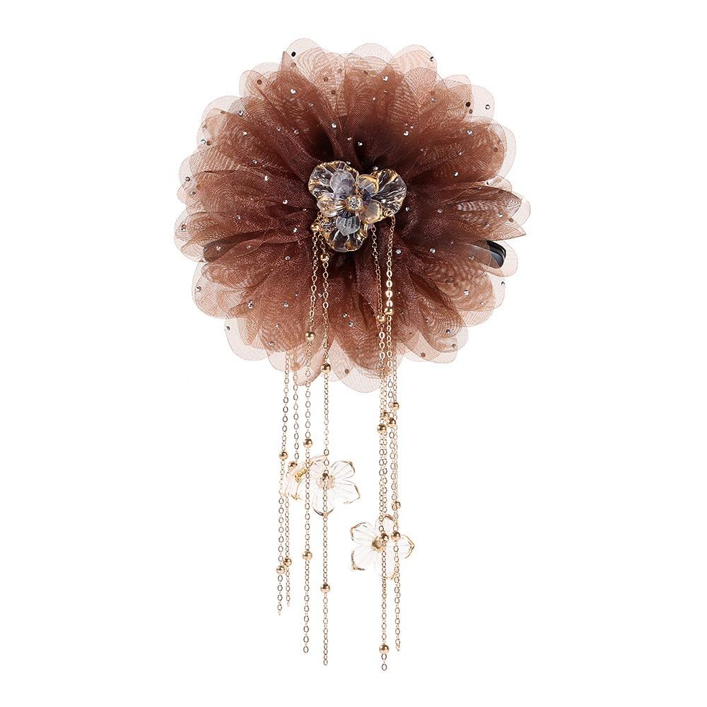 

Sequin Shark Clip Tassel Hair Clip Temperament Hair Claw Clips Women 11cm кавовий