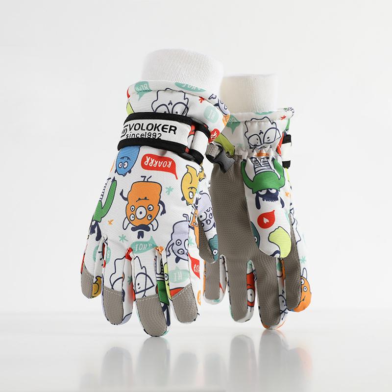 Factory Direct Customizable Gold Taslon Insulated Full Finger Ski Gloves Kids Winter Sports Warm Waterproof
