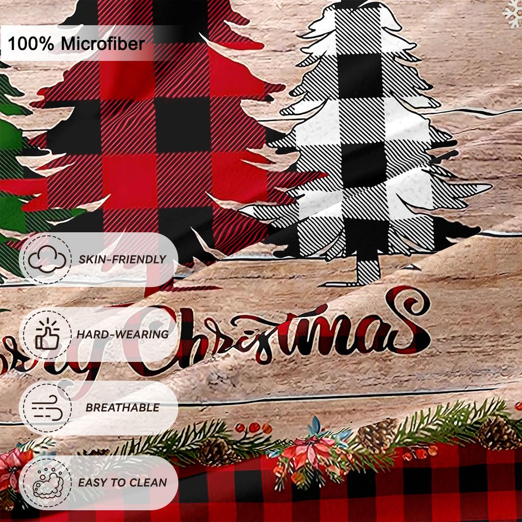 3 szt./zestaw Świąteczny Zestaw Pościeli Renifer Bałwan Zawiera 1 Poszwę na Kołdrę i 2 Poszewki na Poduszki Miękki i Przyjazny dla Skóry