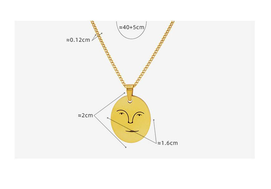 Creative Smiley Face Portrait Pendant Necklace - Gold Plated Titanium Steel Clavicle Chain, European & American Style
