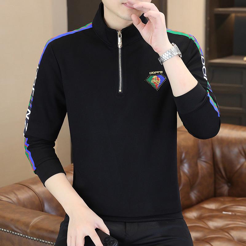 Men s Stand Collar Half-Zip Velvet-Lined Hoodie for Autumn & Winter M (90-115 jin)