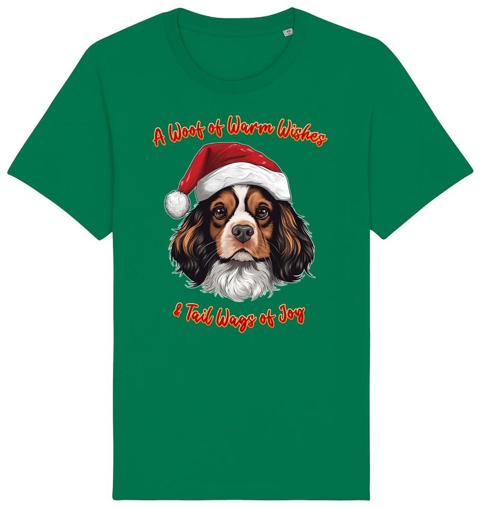 Kids Cavalier King Charles Spaniel Christmas T-Shirt Santa Dog Woof Wishes Dogs