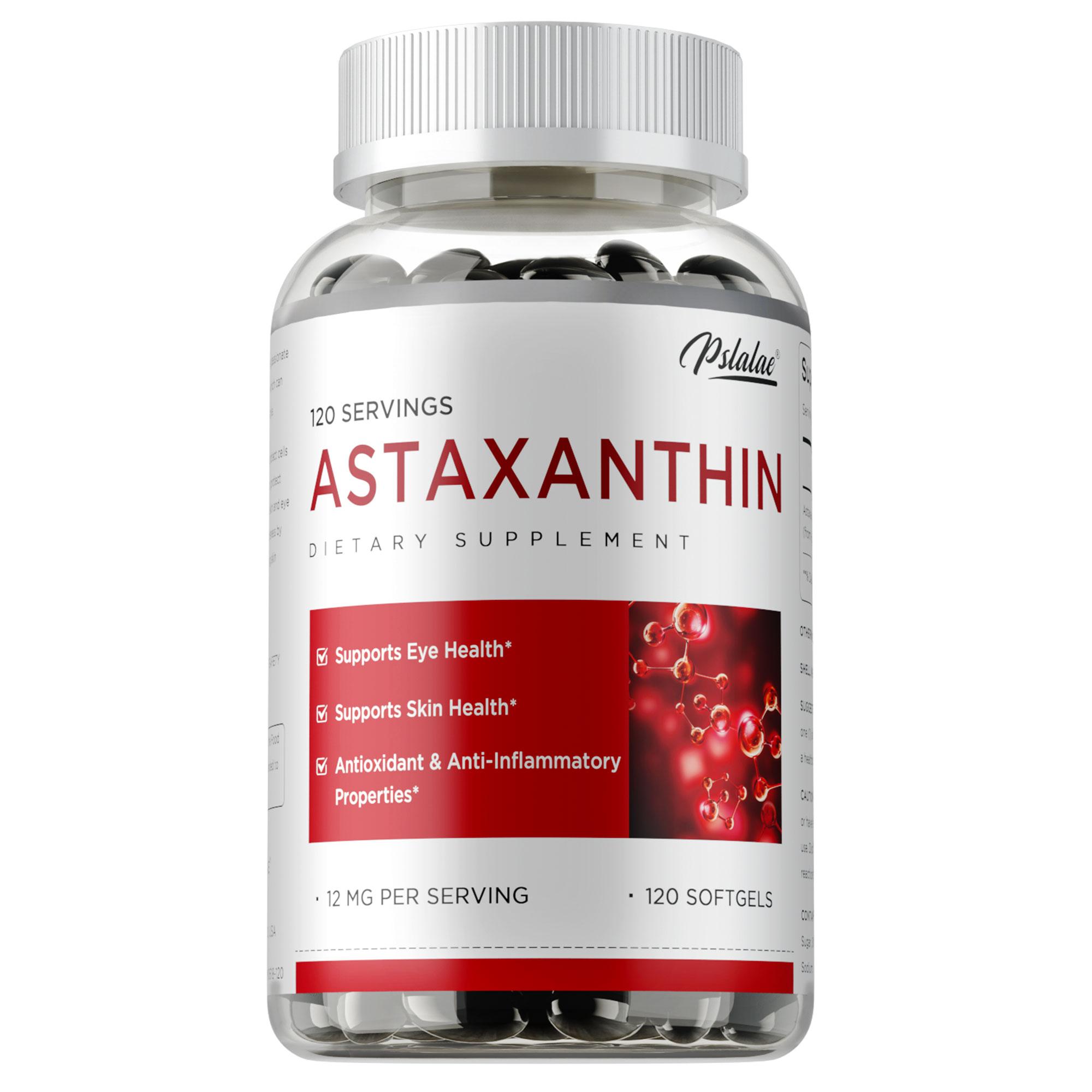 Pslalae Astaxanthin Capsules, High Purity 12mg, Suitable for Both Men and Women, Highly Effective Formula 120*1