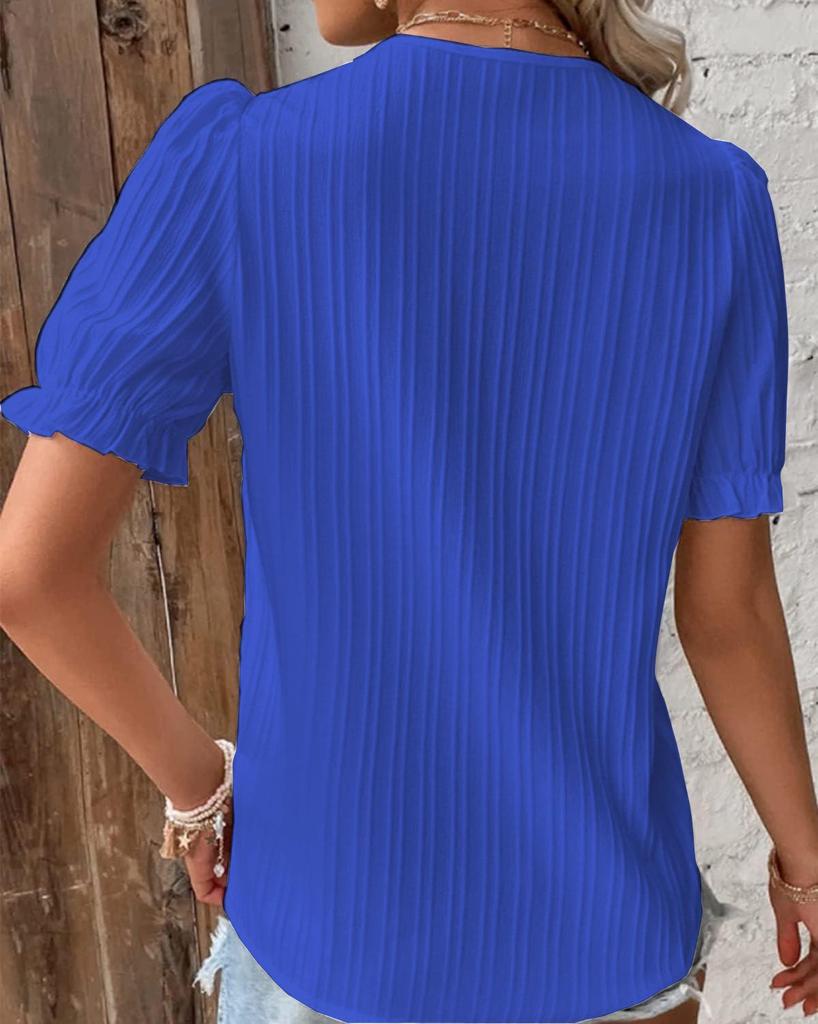 Sommerurlaub Mode Kurzarm Hohl Damen Shirt