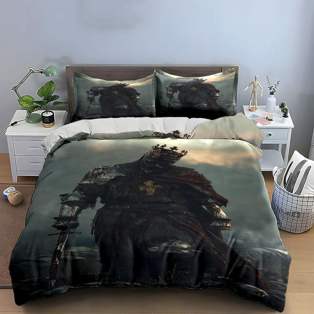 Armored knight with crown. Bedding sets Duvet cover sets Duvet covers Pillowcases(1 * Duvet Cover 2 * Pillowcases without duvet insert)