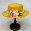 Dark Brown Faux Floral Felt Hat Wedding Hat Women'S Jazz Hat Panama French Elegant Felt Hat Somprero Mujer  Chapeau Femme Luxe
