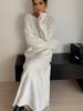 Set Due Pezzi Elegante in Maglia Autunno Inverno 2026 Top Maglione Scollato Spalle Scoperte Gonna a Sirena Vita Elastica per Donna