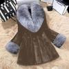 Women's Open Front Coat with Faux Fur Collar And Cuff Casual Long Sleeve Furry Jacket Fall Winter Fuzzy Warm Outerwear
