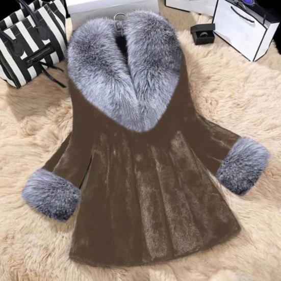Women's Open Front Coat with Faux Fur Collar And Cuff Casual Long Sleeve Furry Jacket Fall Winter Fuzzy Warm Outerwear