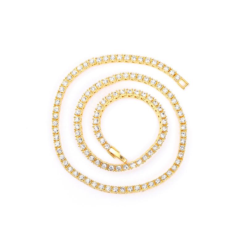 

Унисекс Золотое Сплавное Теннисное Ожерелье с Бриллиантами 3мм-5мм - Элегантный и Универсальный Дизайн