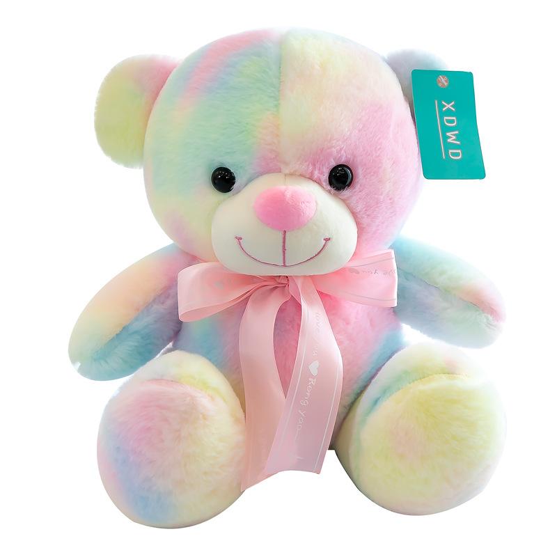 Rainbow Bear Doll Hug Bear Plush Toy Colorful Bear Doll Ragdoll Birthday Gift Women