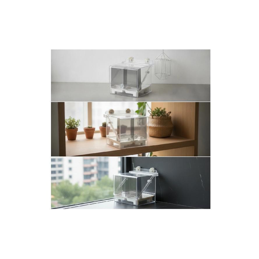 Cage Feeder Bowl Clear Bird Feeding Bowl Cage Bird Bath Compact Acrylic Pet Bath Transparent for Small Pets