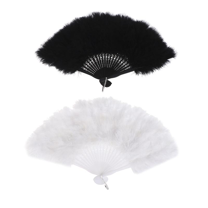 Hand Fan Photography Prop Feather Retro Style Folding Fan For Wedding Party Bride Hand Held Fan Decoration For Dance And Show