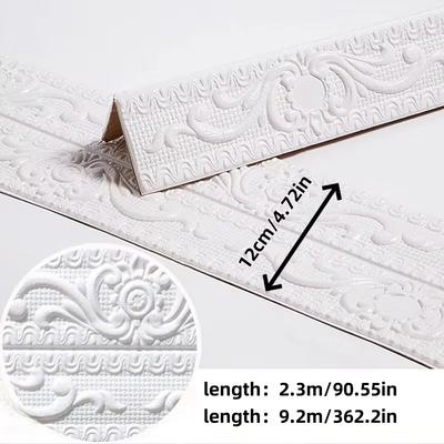 1 ROULEAU 2,3M X 12CM Bande de décoration Plinthe Plafond Stickers Muraux Baseboard Auto-adhésif Ligne de taille Imperméable Bordure Haut de Mur