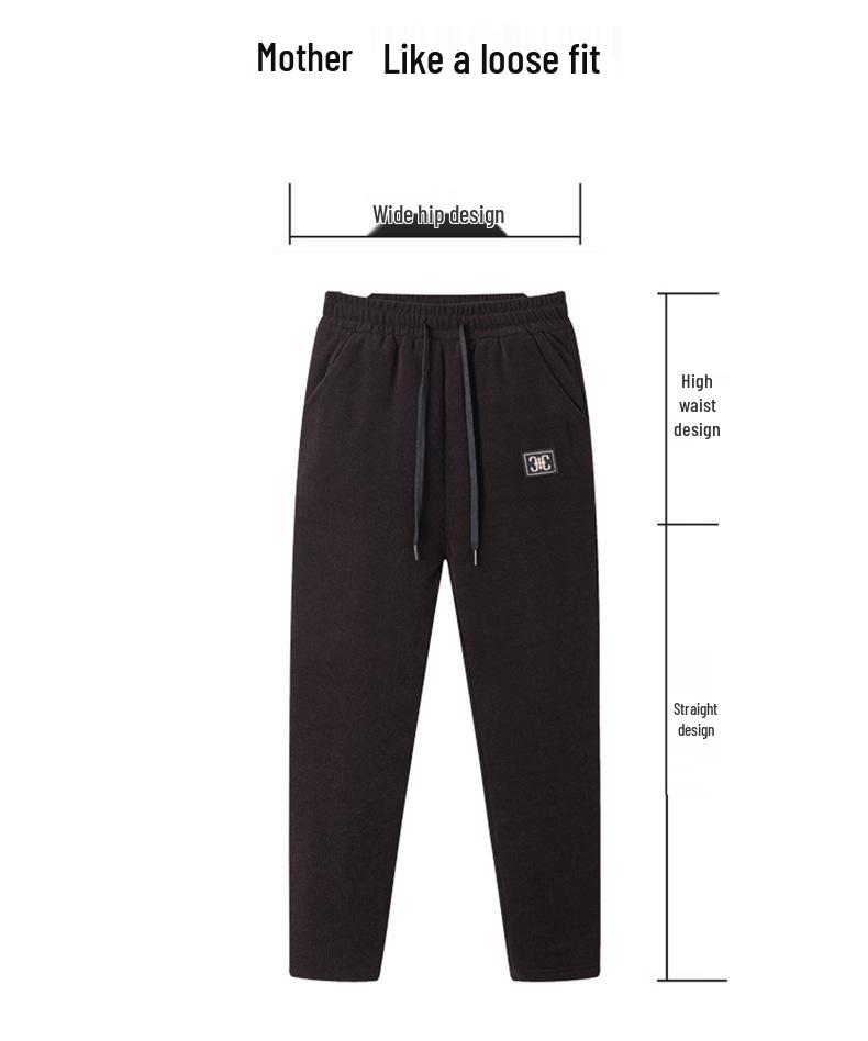 High-Waisted Fleece-Lined Winter Pants for Middle-Aged and Elderly Women
