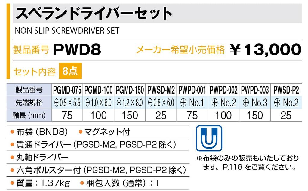 TONE Sada ovladačů Suberan PWD8 Black 8 položek Obsah
