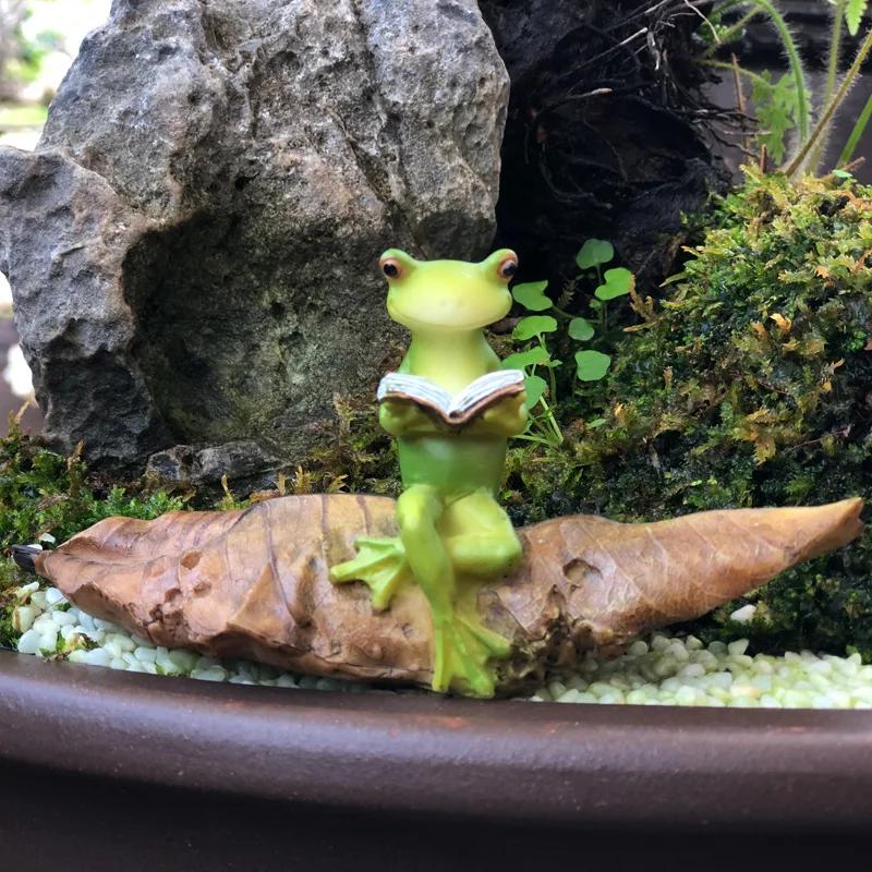 Decorat de broasca cu animale mici, micropeisaj creativ, bonsai, dragut, cadou de absolvire