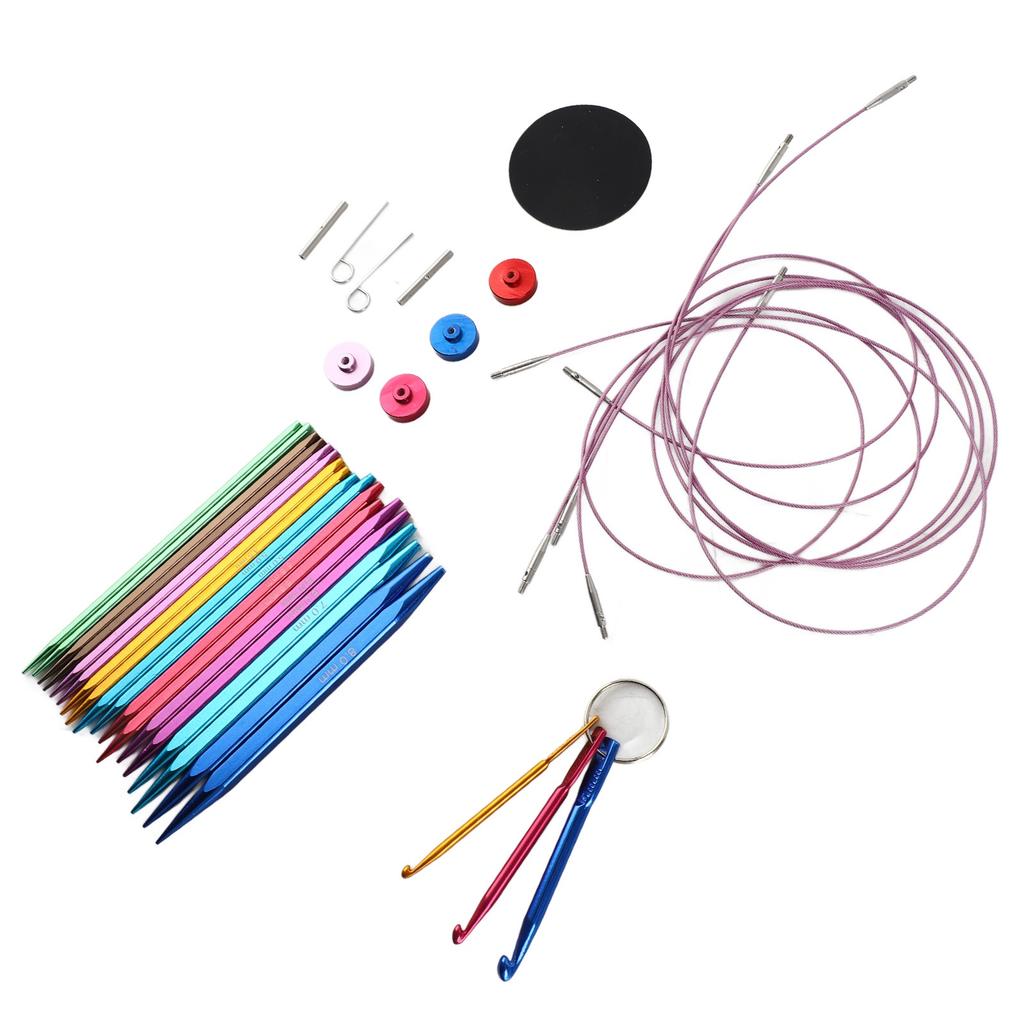 9 Pairs Circular Knitting Needle Set 3.5‑8mm Colorful Square Aluminum Circular Knitting Needles with 40‑100cm Cables