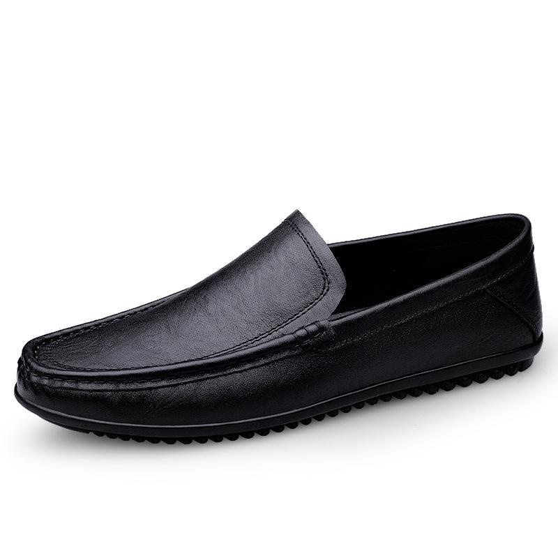 Men s Large Genuine Leather Casual Flat Shoes - Versatile Handmade Spring/Autumn Driving Shoes 37