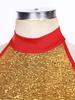 Womens Dance Performance Costume Shiny Sequin Halter Neck Sleeveless Backless Irregular Hem Dress