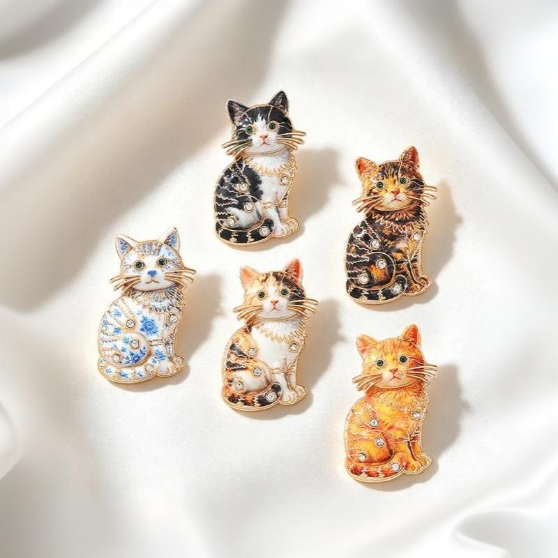 Adorable Rhinestone Kitten Brooch Cute Sitting Cat Animal Pin 1Pcs Fashion Jewelry for Women Girls Wedding Guest Outfit