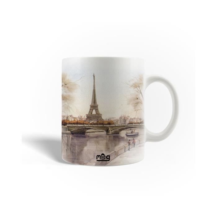Mug en Céramique - Paris - Tour Eiffel - 30cl - Compatible Lave-Vaisselle - Blanc