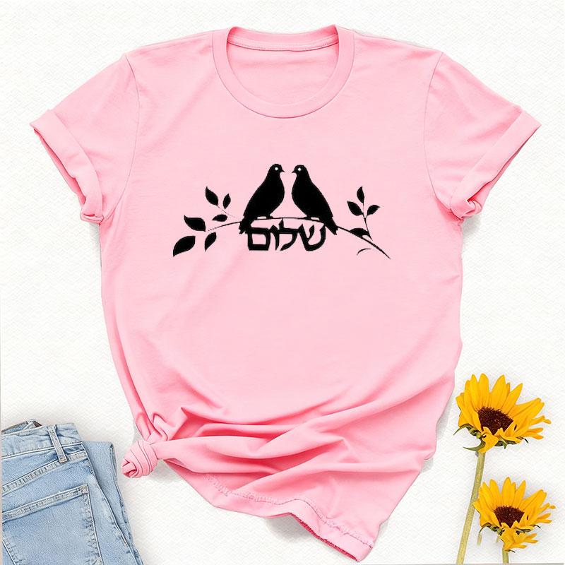 Jewish Hebrew Symbols for Religious Gift for Hanukkah Celebration Tee Simple Style Printed Tshirt Tops Regular Short Sleeve