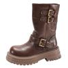 Khaki British Style Platform Martin Boots Women's 2025 New Autumn Small Man Height and Thinness Maillard Short Boots