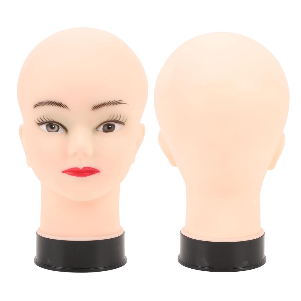 PVC Mannequin Head Bald Head Model with Universal Stand Interface for Wig Making Hat Display and Mas