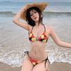 New sweet and spicy American sexy neck bikini three-point strap tropical fruit print island vacation swimsuit