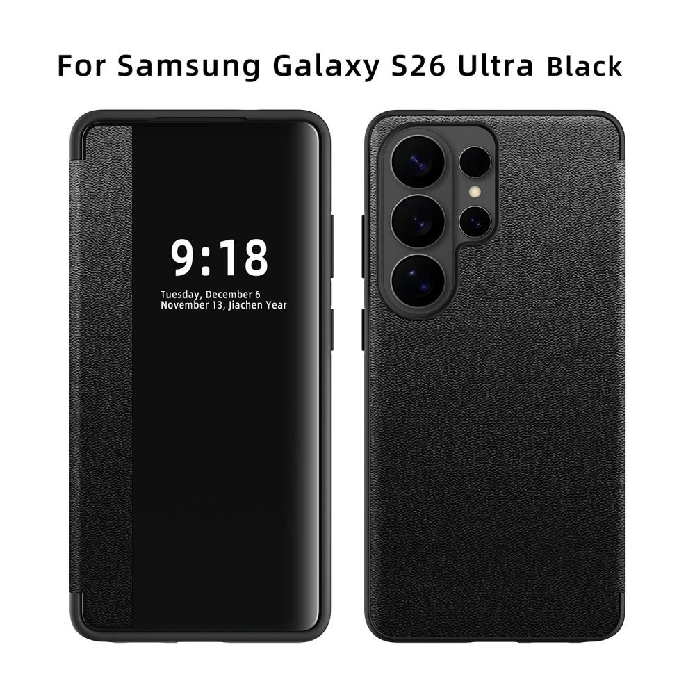 Flip Cover Smart Screen Protector Leather Case For For Samsung S26 Ultra S25 S24 Plus S23 S22 S21 FE Shockproof Soft Silicone Cover