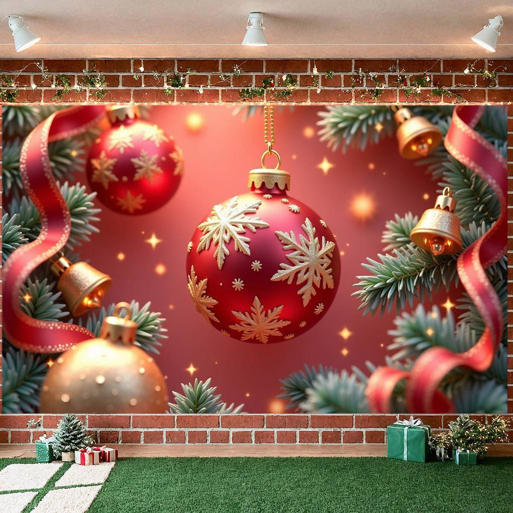 Xmas Banner Red Background Christmas Banner Red Gold Banner Red Gold Theme For Christmas Party Holiday Party Home Decor