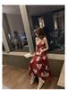 2020 Summer Korean Midi Backless Spaghetti Strap Beach Dress