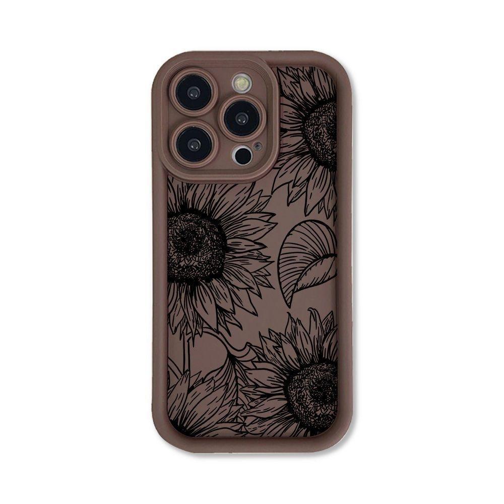 Line Sunflower for iPhone16 ProMax Case 14 Apple 13 Scrub 12/15 Premium 11
