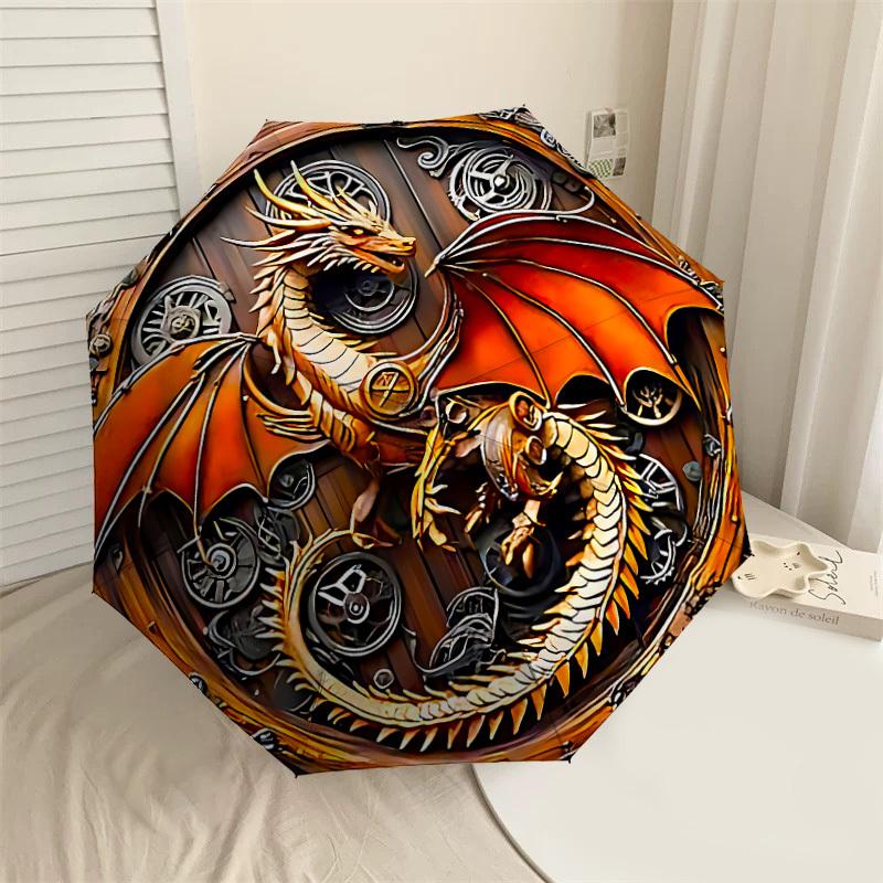 

1PC Dragon Shield Umbrella-8-Rib Reinforced, Automatic Open, Lightweight & Durable, Cute Fashion Accessory for Outdoor-P58