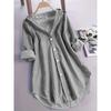 Women's New Style Striped Mid-Length Loose Shirt, Casual Fashion, Long-Sleeved