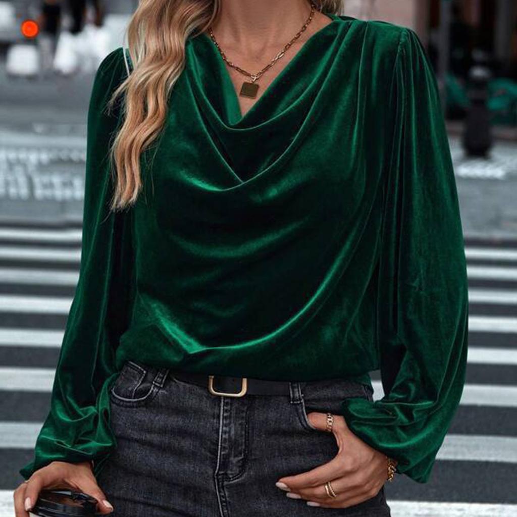 Damenmode Lässig Einfarbig Langarm V-Ausschnitt Oberteil