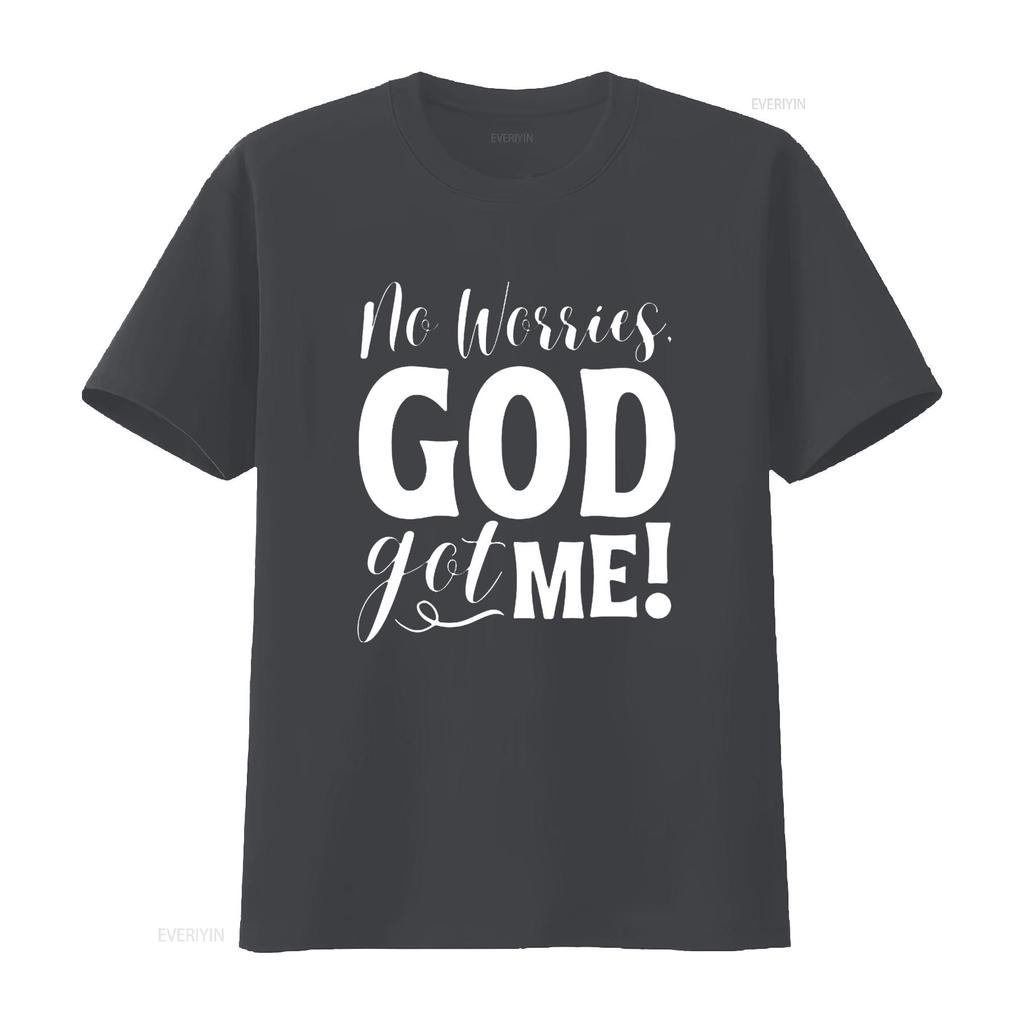 No Worries God Got Me African American Christian Quote T Shirt Vintage Washed Casual Breathable Soft Fashion Stylish Versatile