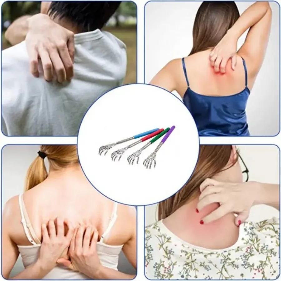 Állítható Rozsdamentes Acél Hátvakaró Behúzható Karommal a Hordozható és Kényelmes Masszázs és Csiklandozás Enyhítésére