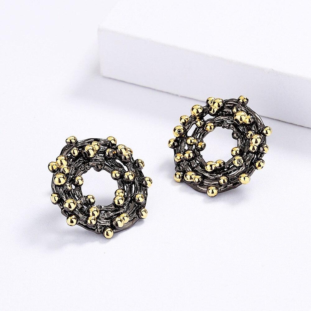 Bohemian Handmade Earrings Colorful Rice Beads Earrings Circle Geometric Black Gold Earrings Party Jewelry Women's Earrings