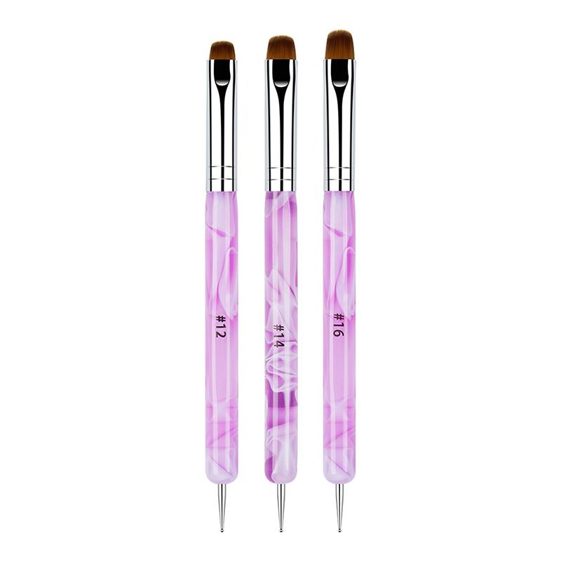 

3Pcs 2 In1 Dual End Nail Art Brush Dotting Pen Manicure Tool For Gel Acrylic Nail Art Painting Dotting Tools Extension Gel Brush фіолетовий