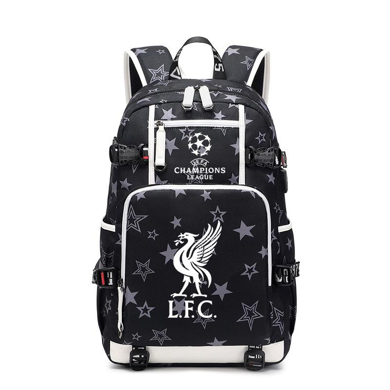Football Printed Student Backpack Multifunctional Usb Interface Large Capacity Leisure Travel Backpack