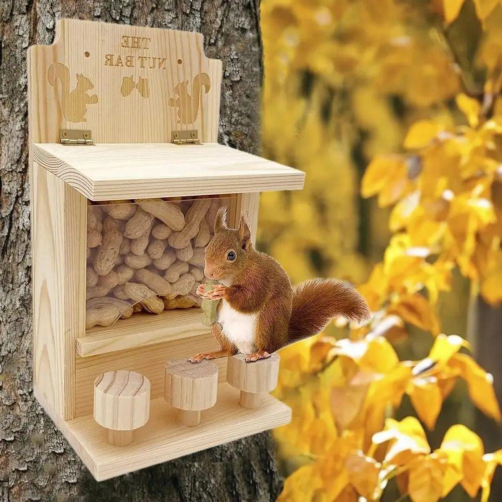 

Wooden Hamster Feeding Box Durable Bird Feeder Feeding Container Pet Food Dispenser Courtyard хакі