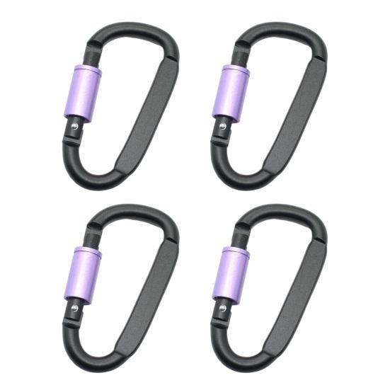 4Pcs Heavy Duty Carabiner Clip, Aluminum Alloy Outdoor Keychain Carabiner, D Shaped Metal Hook Buckle for Water Bottle, Key, Backpack