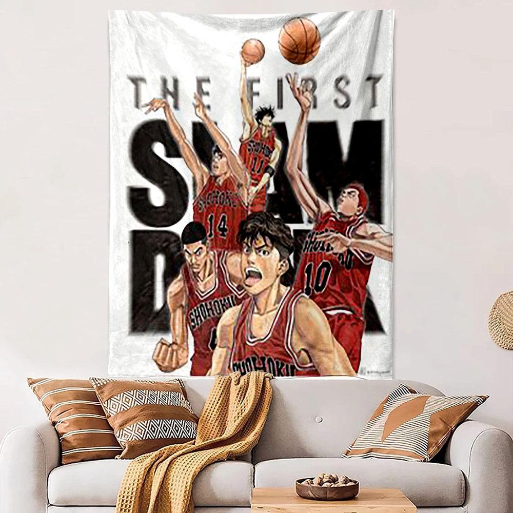 Slam Dunk Team Illustration Patterned tapestry home decor, suitable for bedroom and living room, gift