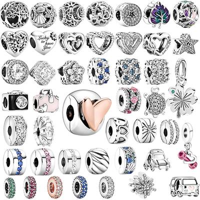 Sparking Lucky Clip Charm Beads Dangle Snake Fit Silver Bracelet Necklace Beads For Diy Jewelry Women Gift