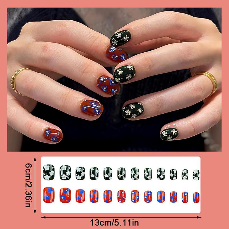 24/30Pcs Medium Fake Nail Set With Jelly Glue Gradient French Press On False Nail Elegantstyle Nails Full Cover Wearing False