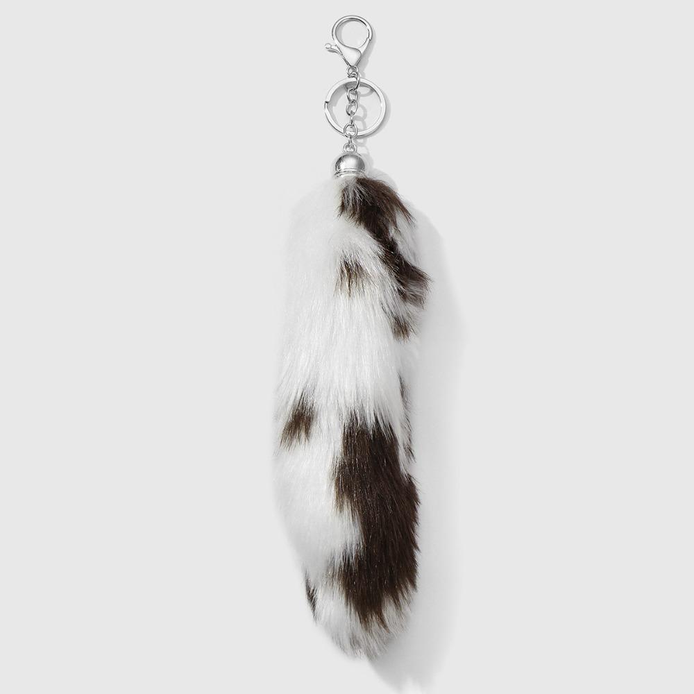 Retro Tail Hanging Keychain Long Hair Plush Tail Keyring Sweet Cool Bag Charms  Purse Handbag